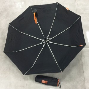 High quality custom promotional 190T pongee 42” Arc automatic open and close 3 fold umbrella 8 ribs with logo prints (Cheap chinese wholesale umbrella suppliers)