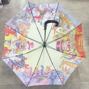 2019 High quality top selling auto open big size circus design straight umbrella with multi colored printing for Exporting to Italy