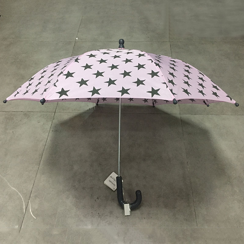 2019 Newest design custom fashion cheap rain pink straight child umbrella manufacturer China with gray color hook plastic handle