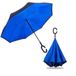 Inverted Umbrella,Double Layer Blue Reverse Umbrella for Car and Outdoor Use by