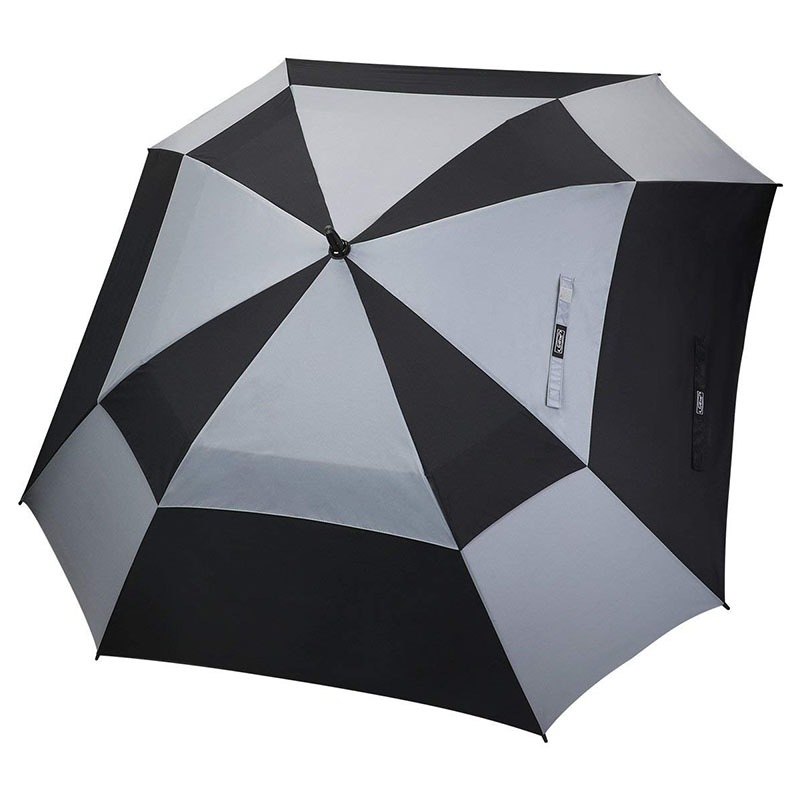 62inch Auto open golf umbrella grey and black double canopy vented square umbrella for sale