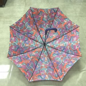 2019 Automatic Open Windproof Rain straight fashion design full color custom printed Birds and Flowers Umbrella for gift