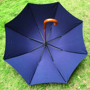 Classic Advertising promotion umbrella Auto Open Umbrella with Real Wooden Hook Handle