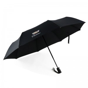 Fully automatic shrinkage three folding umbrella black business