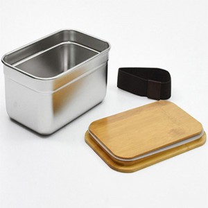 stainless steel lunch box with Bamboo cap