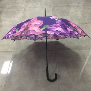 Good quality windproof waterproof custom China made oem straight colorful flower print umbrella for lady
