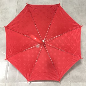 Professional produce cheap customized standard 19inch 8ribs promotion gift straight red kid umbrella with red hook plastic handle (Safety auto open)