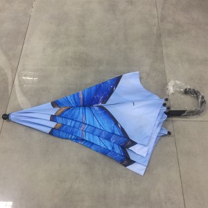 Wholesale windproof Automatic stick striaght High quality Womens Fashion gift Colorful Butterfly Umbrella for sale