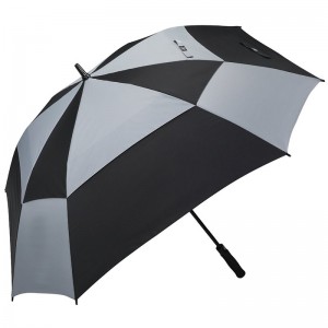 62inch Auto open golf umbrella grey and black double canopy vented square umbrella for sale