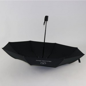 Fully automatic shrinkage three folding umbrella black business