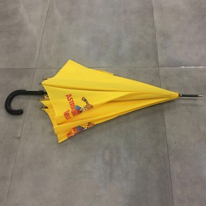 Adult size High quality classic auto open custom cheap yellow straight umbrella with logo printing for supermarket ( windproof &rainproof )