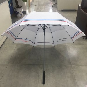 Wholesale High quality BMW Golfsport Automatic Golf Umbrella double canopy white golf umbrella, fibergalss umbrella for European tour (Custom car brand logo printing)