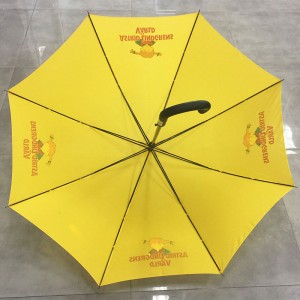 Adult size High quality classic auto open custom cheap yellow straight umbrella with logo printing for supermarket ( windproof &rainproof )