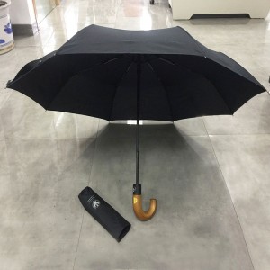 Traditional Full Automatic Folding Umbrella Wooden handle Strong Windproof Super Wide Outdoor Hook Handle Black Rain Umbrellas Women Parasol Men Paraguas