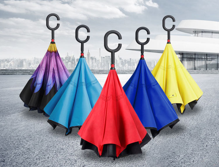 Inverted Umbrella-Windproof Reverse Umbrella Umbrellas Upside Down Umbrella with C-Shaped Handle