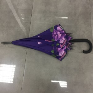 Good quality windproof waterproof custom China made oem straight colorful flower print umbrella for lady