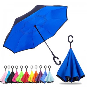 Inverted Umbrella,Double Layer Blue Reverse Umbrella for Car and Outdoor Use by