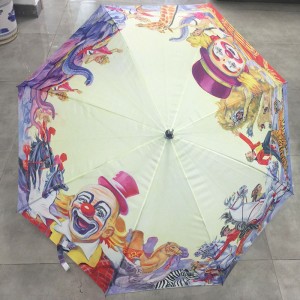 2019 High quality top selling auto open big size circus design straight umbrella with multi colored printing for Exporting to Italy