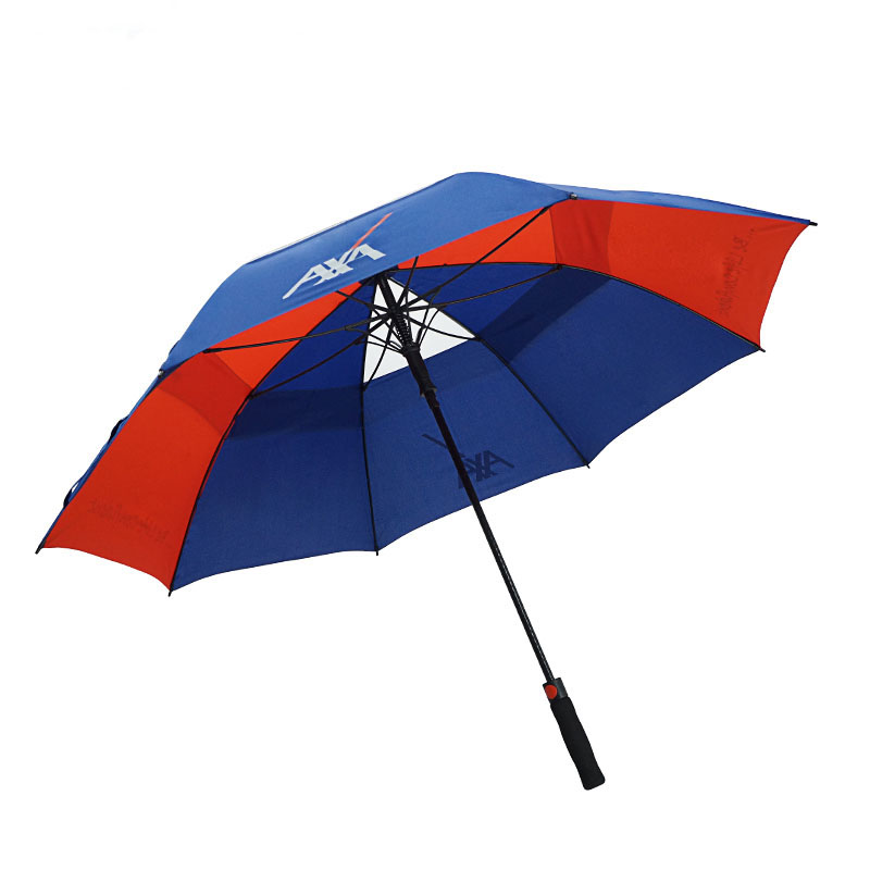 Customized Designs fiberglass double canopy windproof Manufacturer Golf Umbrella Print