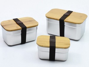 stainless steel lunch box with Bamboo cap