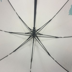 Hot selling cheap Apollo shape dog printing custom windproof rain/sun pongee fabric straight umbrella for wholesale (fibergalss ribs)