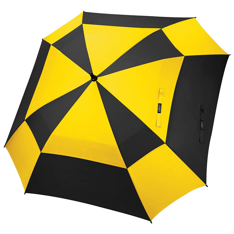 Hot selling cheap big size Black and yellow tone colors umbrella Made in China Auto Windproof Square Golf Umbrella with EVA Handle