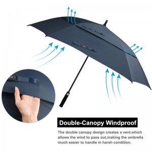 Wholesale Auto open 60inch x8k sun/rain large size straight handle UV protect windproof golf umbrella in sqaure shape