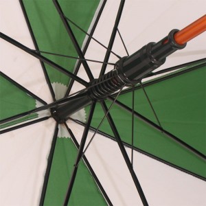 Wholesale 48inch white and green color Custom Printed Wooden Handle striaght Umbrella windproof