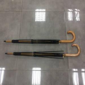 Auto Open Umbrella Frame with  Wooden Hook Handle