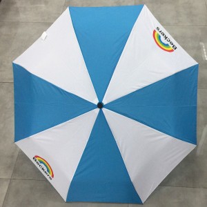 Logo Multicolor Manual Tri-fold Folding Compact Travel Rain Umbrella Strong Windproof