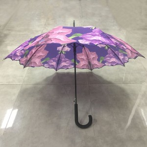 Good quality windproof waterproof custom China made oem straight colorful flower print umbrella for lady
