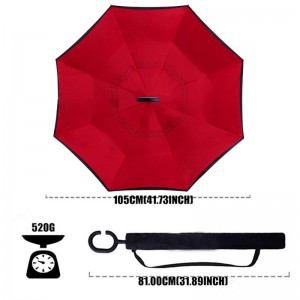 2019 new inverted umbrella reversible umbrella with plastic C handle