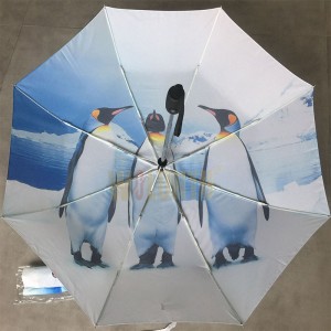 wholesale High Quality Custom OEM Print animal umbrella,New design Auto open/close penguin family fold umbrella penguin kingdom