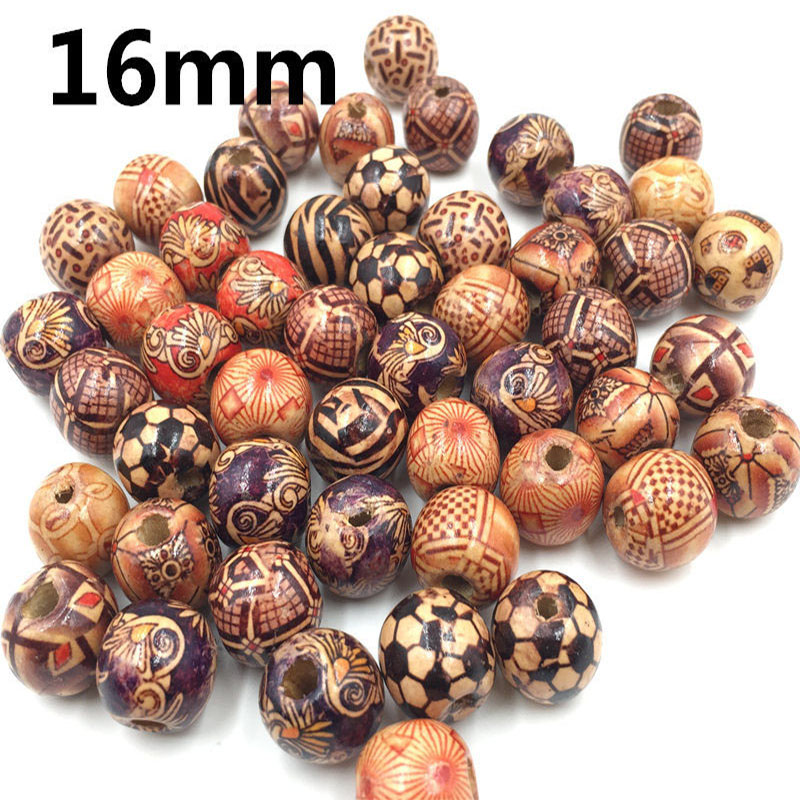 16MM-DIY Natural-Painted-maple-Wood-Beads