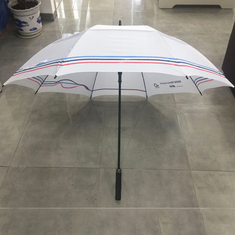 Wholesale High quality BMW Golfsport Automatic Golf Umbrella double canopy white golf umbrella, fibergalss umbrella for European tour (Custom car brand logo printing)
