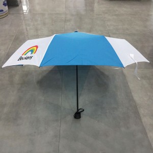 Logo Multicolor Manual Tri-fold Folding Compact Travel Rain Umbrella Strong Windproof