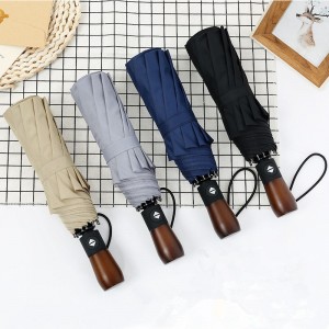 New Premium Umbrella Windproof  Large Umbrella Travel folding Umbrella with solid wooden handle