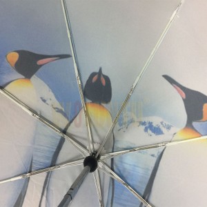 wholesale High Quality Custom OEM Print animal umbrella,New design Auto open/close penguin family fold umbrella penguin kingdom