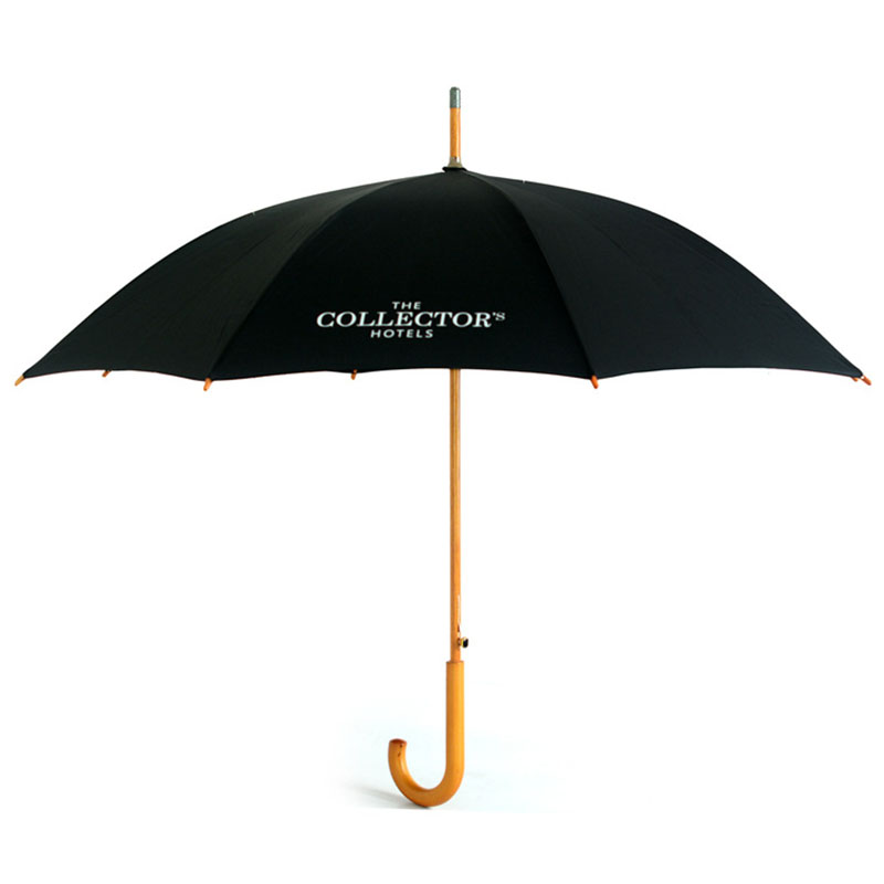 Octave® Mens Black Automatic Opening Walking Umbrella with Wooden Handle & Premium Quality Fabric