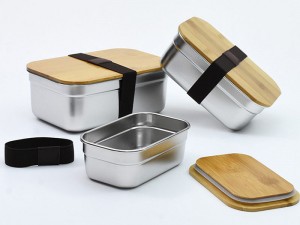 stainless steel lunch box with Bamboo cap