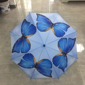 Wholesale windproof Automatic stick striaght High quality Womens Fashion gift Colorful Butterfly Umbrella for sale