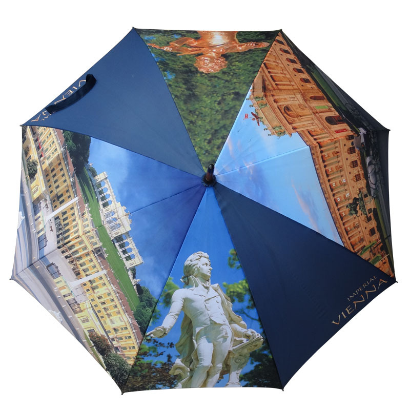 Automatic-wooden-printing-straight-umbrella-canopy