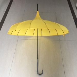 2019 High quality Stylish oriental lady love beautiful yellow straight Custom wedding pagoda umbrella wholesale