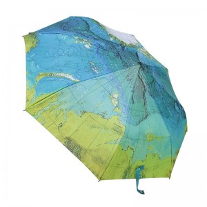 World Map Umbrella Automatic Folding Reinforced Windproof 3 Fold Umbrella