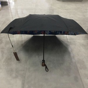 New auto open and auto colose double canopy custom 3 fold umbrella with inside layer colorful printing High quality fold umbrella distributor wholesaler