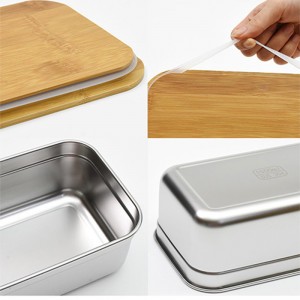 stainless steel lunch box with Bamboo cap