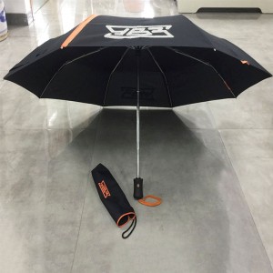 High quality custom promotional 190T pongee 42” Arc automatic open and close 3 fold umbrella 8 ribs with logo prints (Cheap chinese wholesale umbrella suppliers)