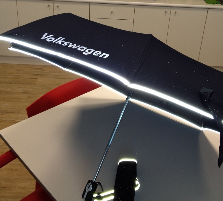 volkswagen Reflective Strip Folding Automatic Umbrella for Navy blue at WOLUNTU®