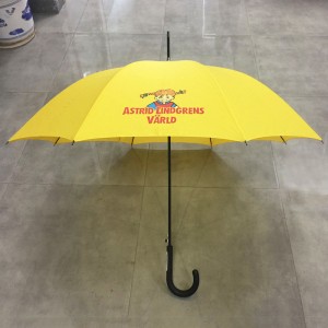 Adult size High quality classic auto open custom cheap yellow straight umbrella with logo printing for supermarket ( windproof &rainproof )