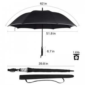 62 inch Golf umbrella with Reflective Stripe Flexible Fiberglass Construction, Lightweight & Waterproof | Oversized Umbrellas